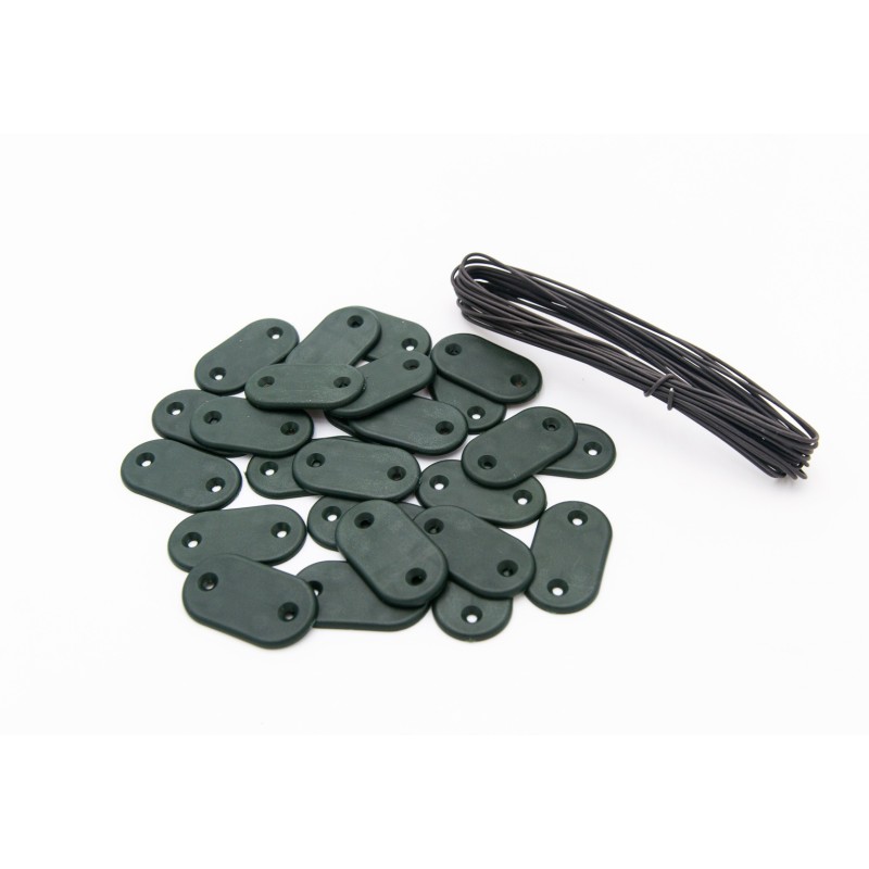Kit de fixation - 26 pastilles + 4 m de fil de fer - Spécial filet brise-vue Kit de fixation - 26 pastilles + 4 m de fil de fer - Spécial filet brise-vue